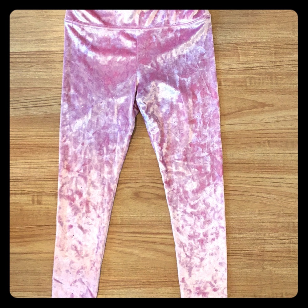 Justice Pink Glitter Velvet Leggings